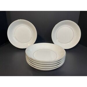 Montgomery Ward Shannon Soup Bowls Set of 8 White Floral Platinum Trim Japan‎